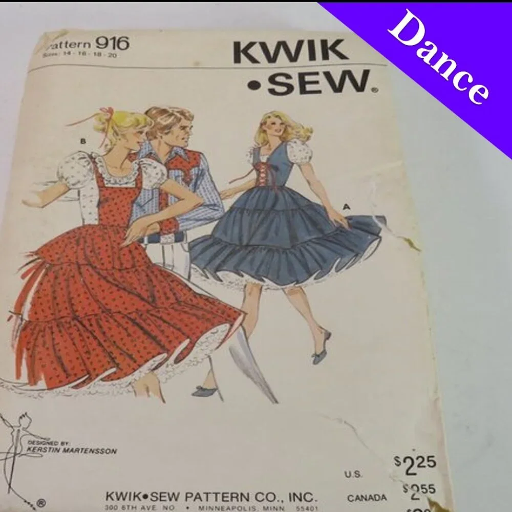 Kwik Sew 916 sewing pattern size 14-20 Adult Dancing Dress UNCUT real paper patt